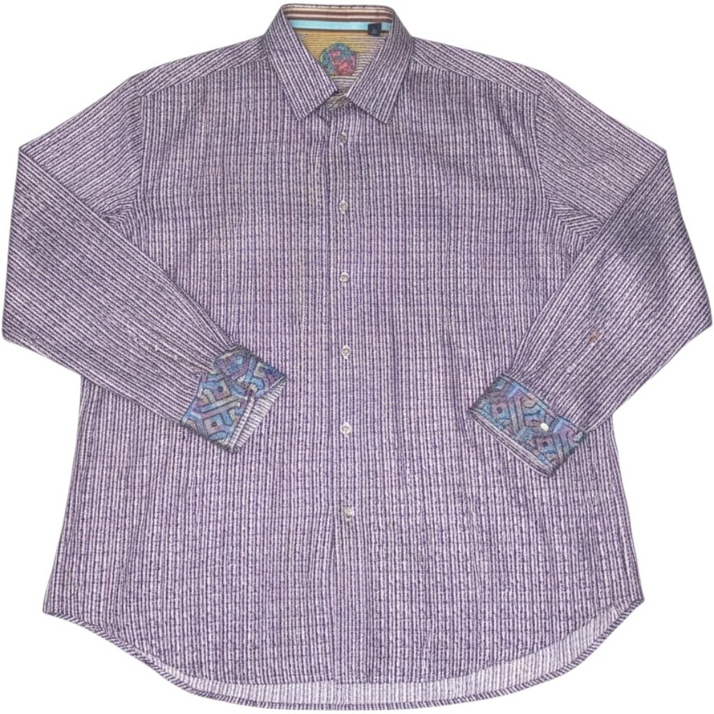 Robert Graham Mens 2XL Long Sleeve Shirt Geometric Paisley Flip Cuff Designer